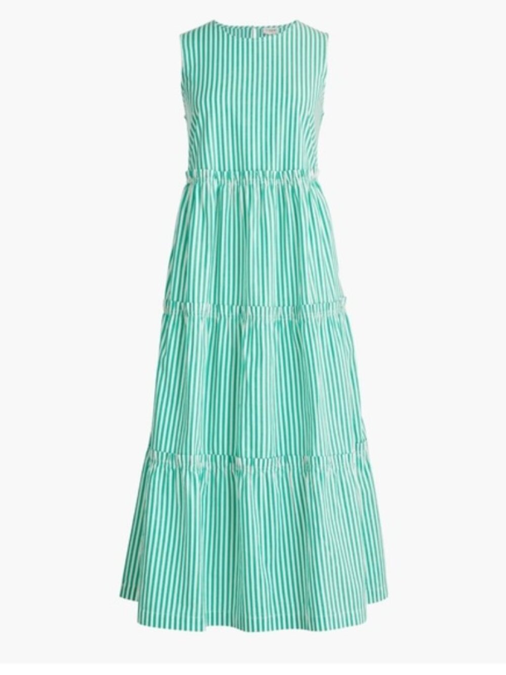 J.crew Factory Green and White stripe Midi dress